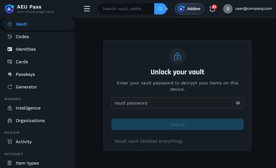 AEU Pass unlock screen