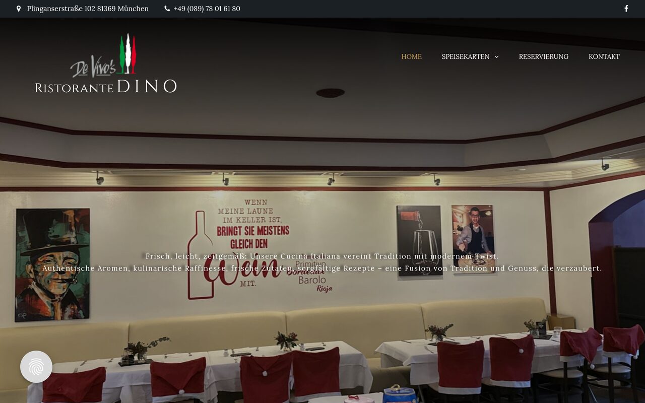 Ristorante Dino Restaurant Website, Web by AEU-I